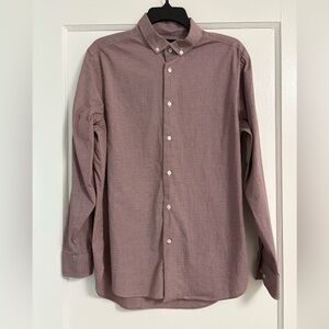 Men’s red burgundy button down shirt 16 neck 32/33 length sleeve